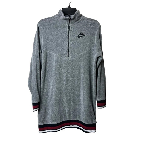 1738. NIKE SPORTSWEAR FRENCH TERRY SWEATSHIRT DRESS SIZE SMALL 1/4 ZIP EMBROIDER - Picture 3 of 11